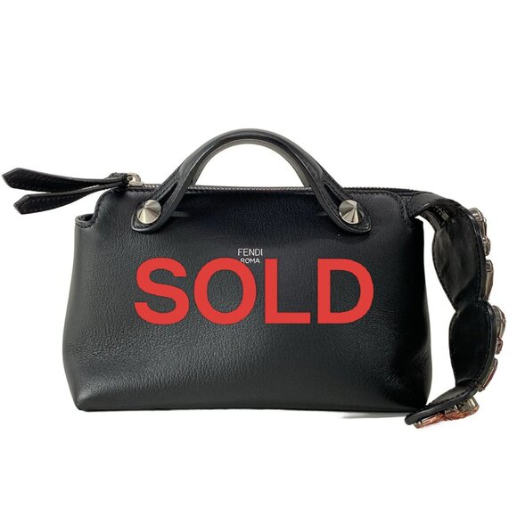 FENDI Mini By The Way Black Bordeaux Leather - Handbag 775-070825 - Picture 1 of 14